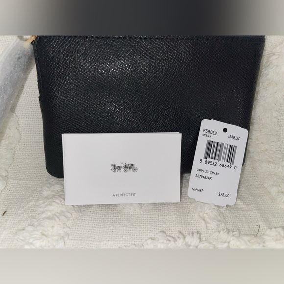 NWT Coach Black Leather Wristlet